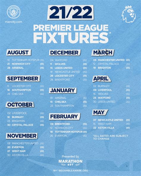 schedule for manchester city